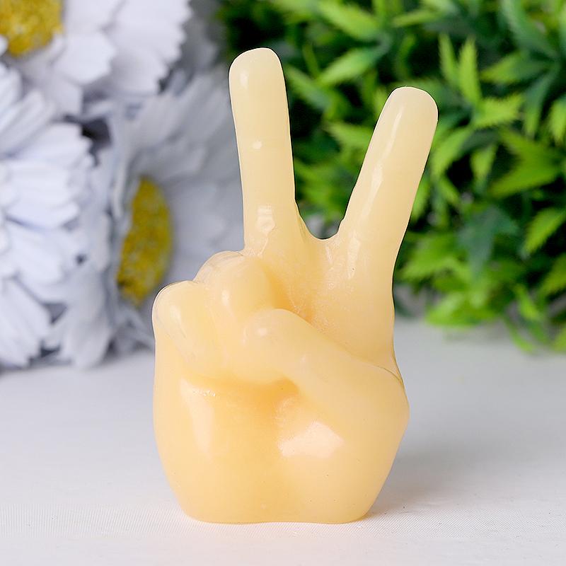 3" Yellow Jade Victory Hand Crystal Carvings Crystal wholesale suppliers