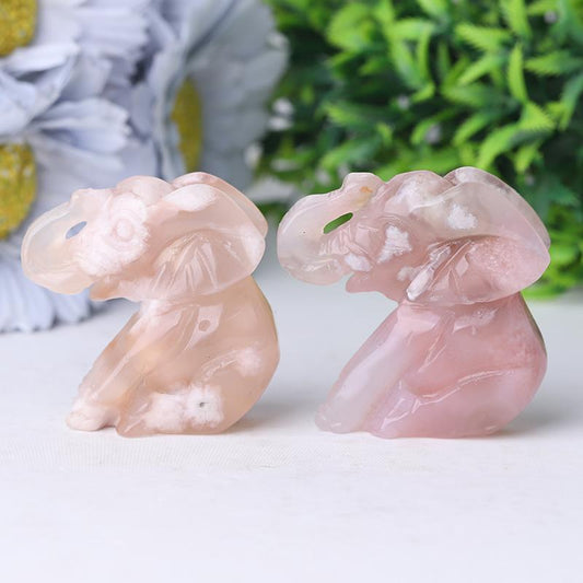 2" Flower Agate Elephant Crystal Carvings Crystal wholesale suppliers