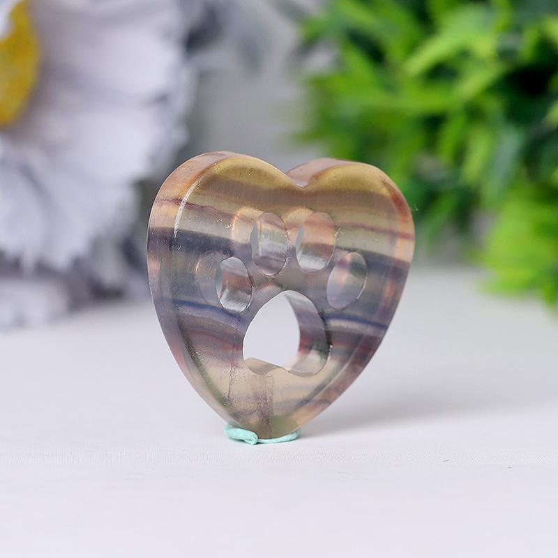 1.5" Heart with Cat Paw Shape Crystal Carvings Crystal wholesale suppliers