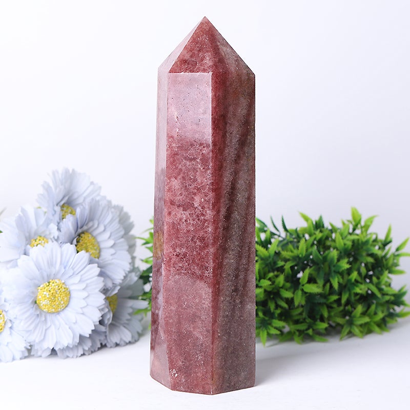 9.5" Unique Strawberry Quartz Tower