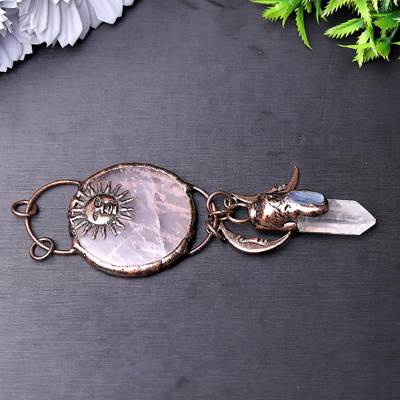 Rose Quartz with Clear Quartz Kyanite Pendant for Jewelry DIY Crystal wholesale suppliers