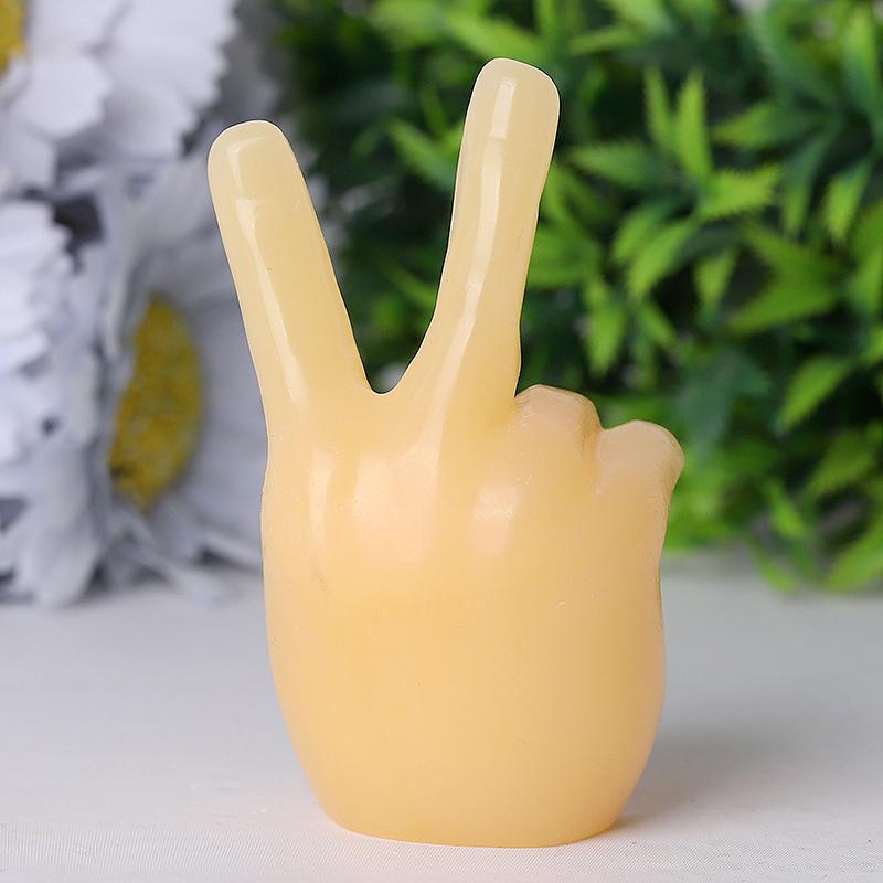 3" Yellow Jade Victory Hand Crystal Carvings Crystal wholesale suppliers