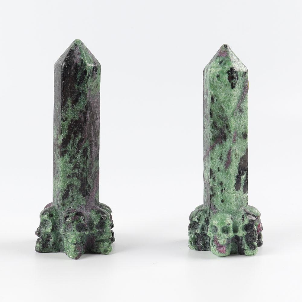 Ruby In Zoisite Tower with Skulls Deocr Base Crystal wholesale suppliers