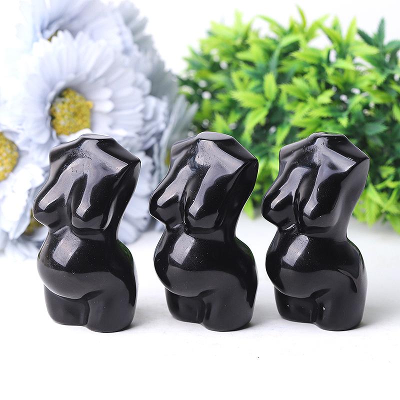 3" Black Obsidian Pregnant Woman Body Crystal Carvings Crystal wholesale suppliers