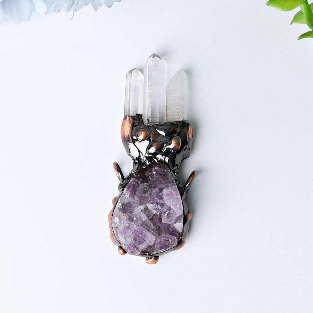 2.6" Amethyst Cluster with Clear Quartz Decoration Pendant Crystal wholesale suppliers