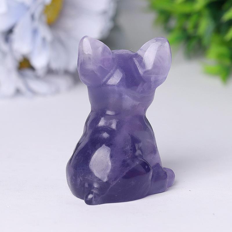 2.5" Wholesale High Quality Fluorite French Bulldog Carving Crystal Dog For Home Decor Crystal wholesale suppliers