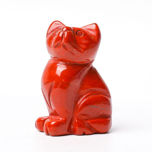 1.5" Red Jasper Cat Figurine Crystal Carvings Crystal wholesale suppliers