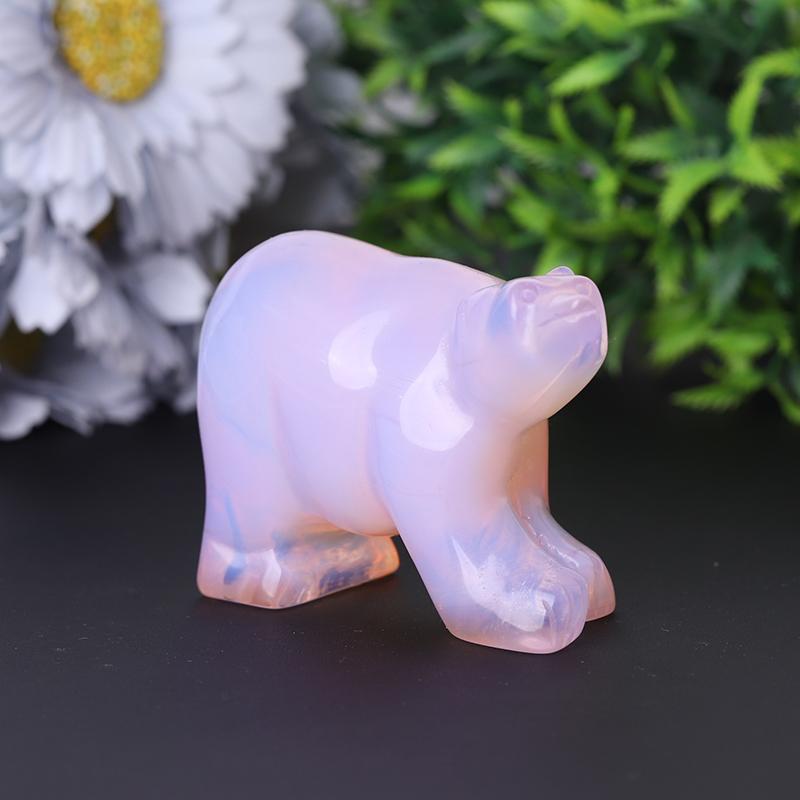 3" Pink Opal Bear Carving for Collection Crystal Gift Crystal wholesale suppliers