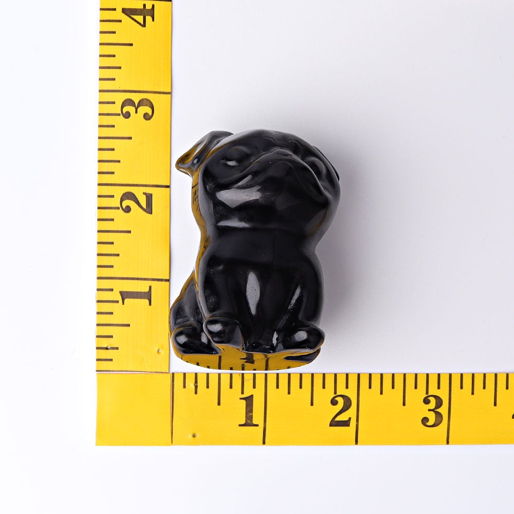 2.3" Black Obsidian Pug Dog Crystal Carvings Crystal wholesale suppliers