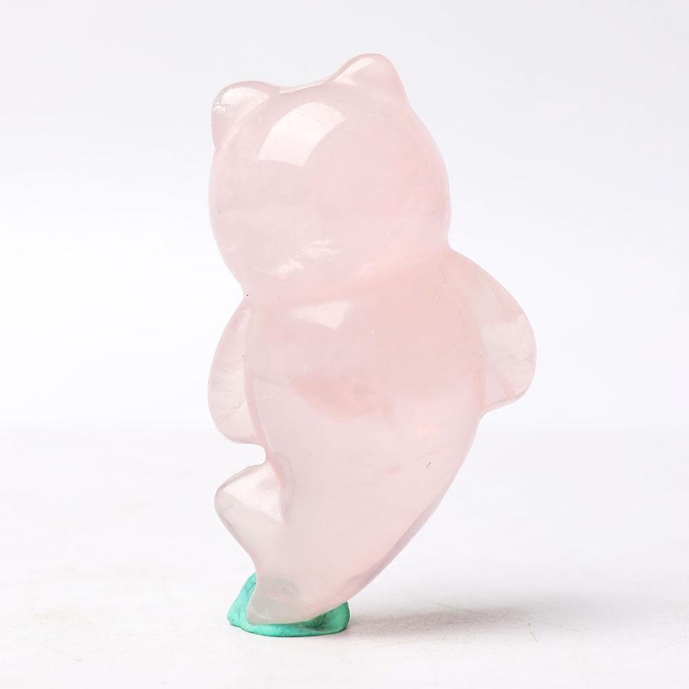 Rose Quartz Bear With Beauty Tail Crystal Carvings Crystal wholesale suppliers