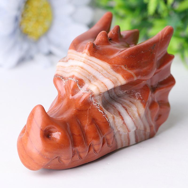 3" Red Jasper Dragon Head Crystal Carvings Crystal wholesale suppliers