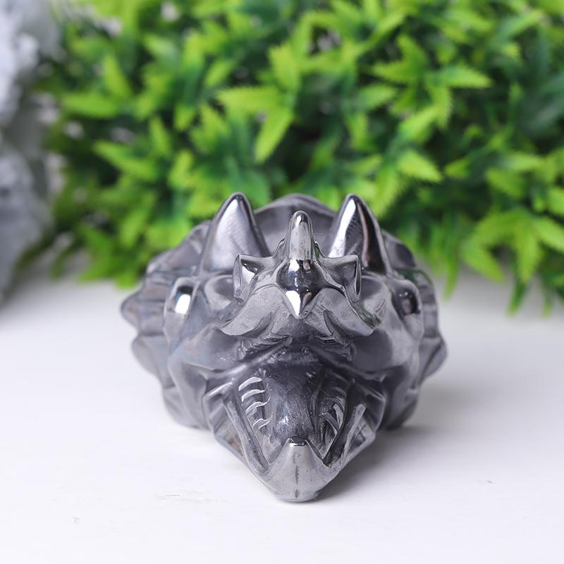 3.5" Terahertz Dragon Head Crystal Hematite Carvings Crystal wholesale suppliers