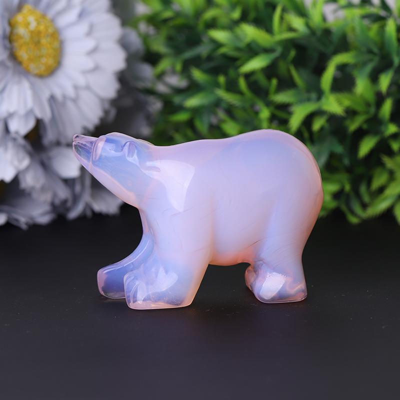 3" Pink Opal Bear Carving for Collection Crystal Gift Crystal wholesale suppliers