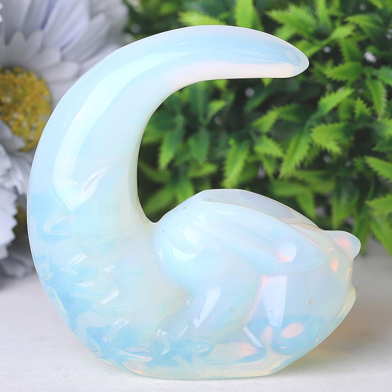 3" Opalite Moon with Rabbit Crystal Carvings Crystal wholesale suppliers