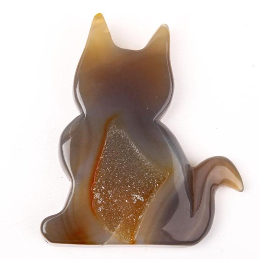 Druzy Agate Cat Carvings