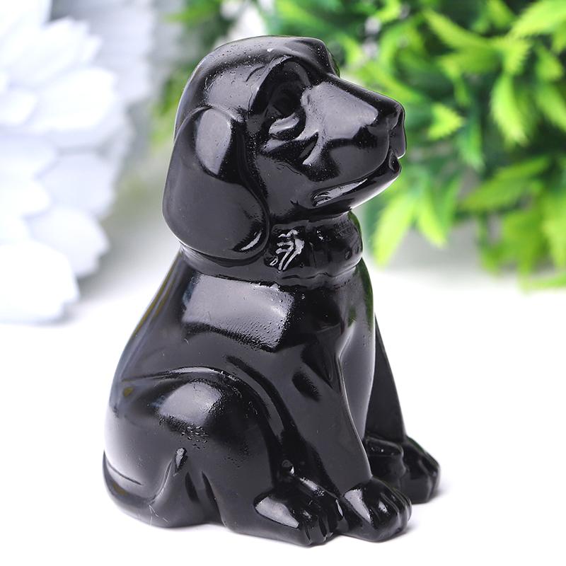 2.7" Black Obsidian Dog Crystal Carvings Crystal wholesale suppliers