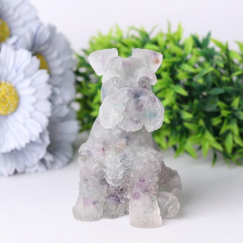 4.2" Crystal Chips Resin Schnauzer Carving for Decoration Crystal wholesale suppliers