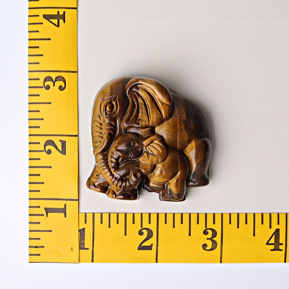 1.8" Yellow Tiger's Eye Elephant Baby & Mother Crystal Carvings Crystal wholesale suppliers