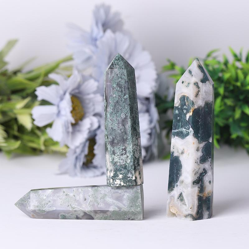 Wholesale Natural Moss Agate Point Healing Stone  Crystal wholesale suppliers