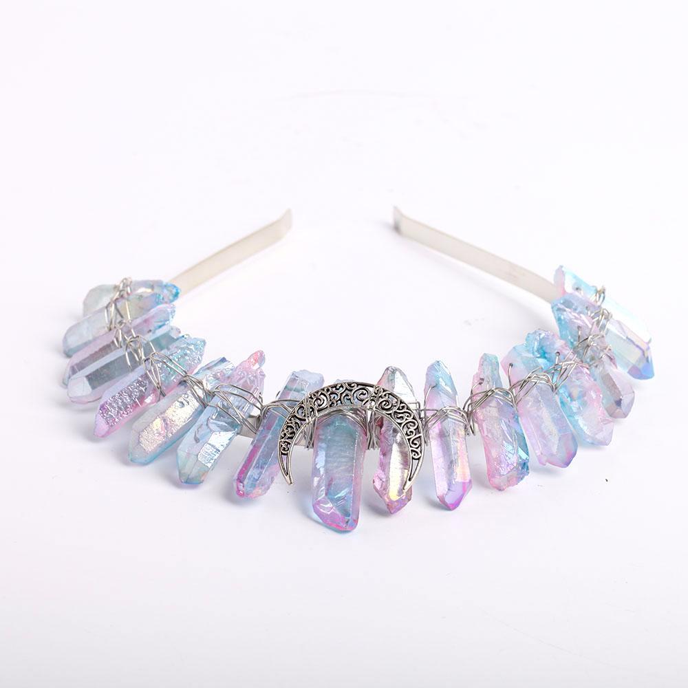 Raw Quartz Crystal Crown with Silver Moon Decor #1 Crystal wholesale suppliers