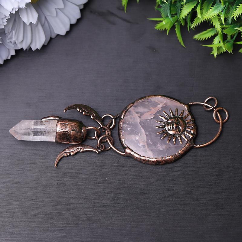 Rose Quartz with Clear Quartz Kyanite Pendant for Jewelry DIY Crystal wholesale suppliers