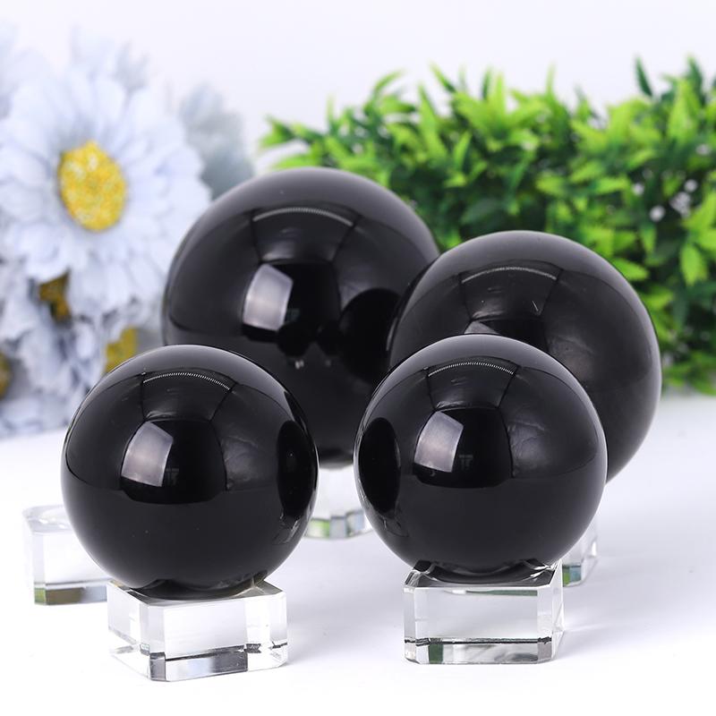 2.0"-4.0" Black Obsidian Sphere Crystal wholesale suppliers