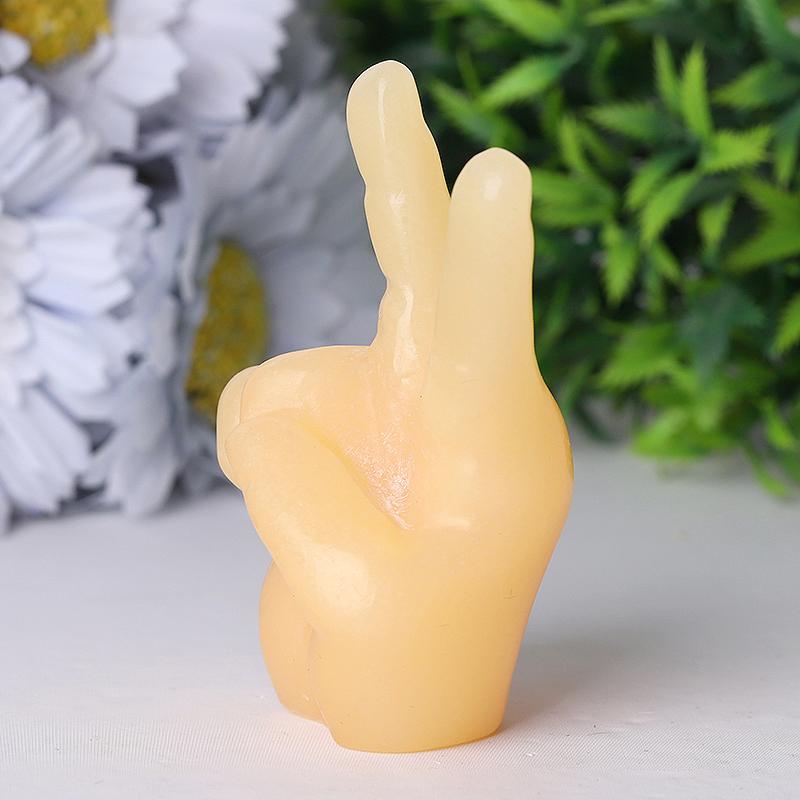 3" Yellow Jade Victory Hand Crystal Carvings Crystal wholesale suppliers