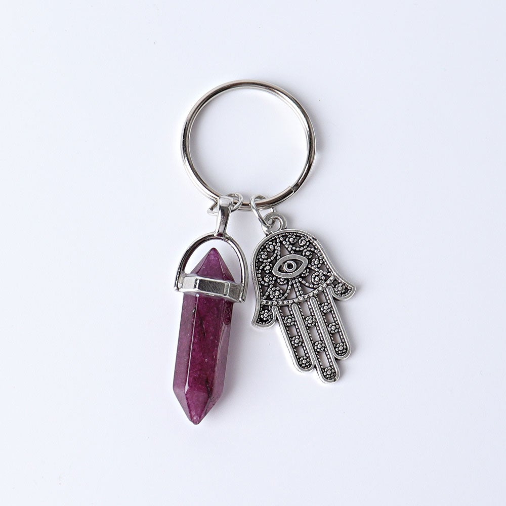 2.5“ Double Terminated Point with Devil's Eye Hand Key Chain for DIY Crystal wholesale suppliers