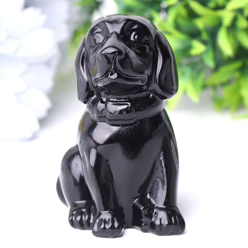 2.7" Black Obsidian Dog Crystal Carvings Crystal wholesale suppliers