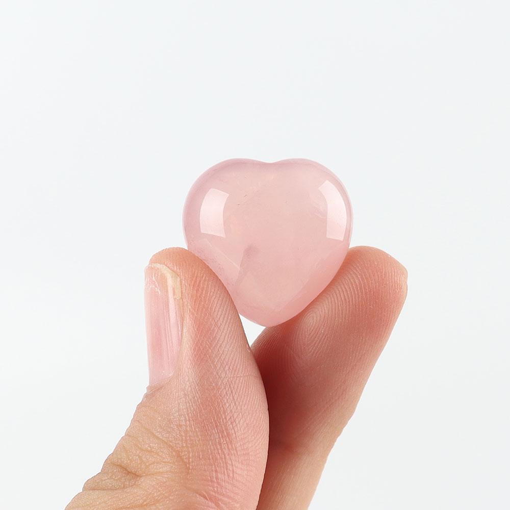 Set of 7 Rose Quartz Heart Shape Crystal Carvings 1"