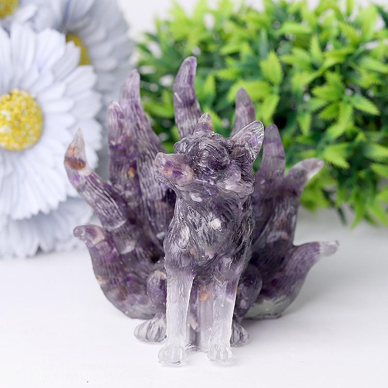 4" Nine-tail Fox Crystal Resin Carvings Crystal wholesale suppliers