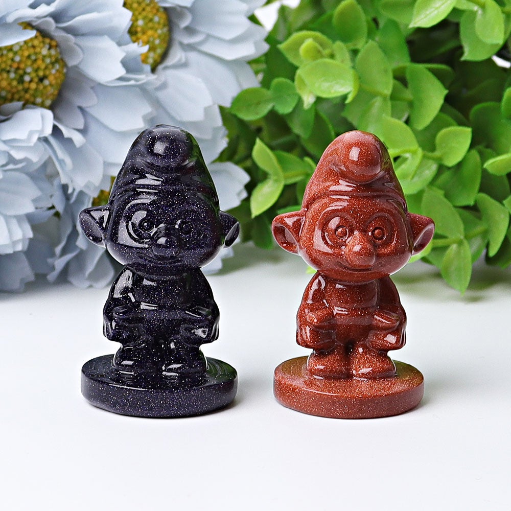 2.1" Blue Golden Sandstone Smurfs Crystal Carvings Crystal wholesale suppliers