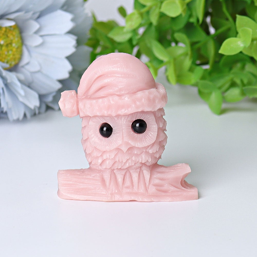 2.1" Pink Opal Owl Crystal Carvings for Christmas Crystal wholesale suppliers