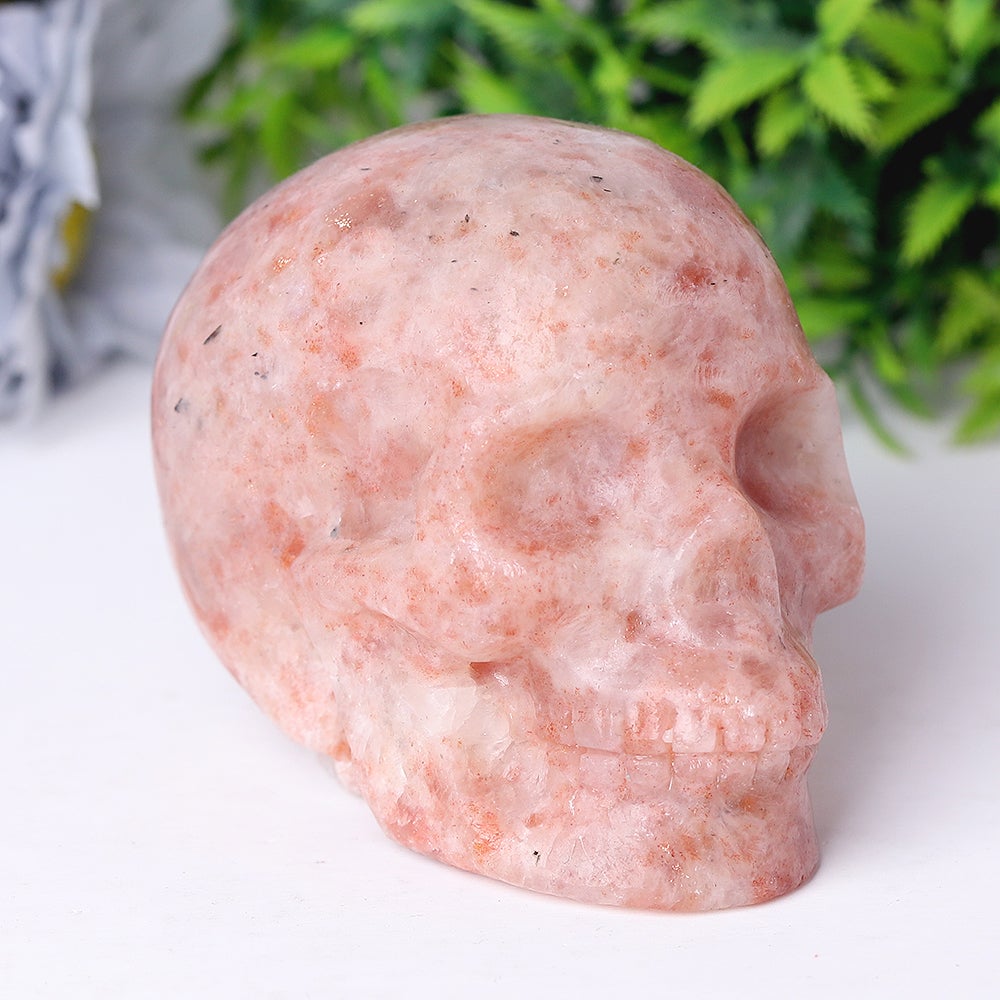 3.5" Unique Golden Strawberry Quartz Crystal Skull Carvings for Halloween