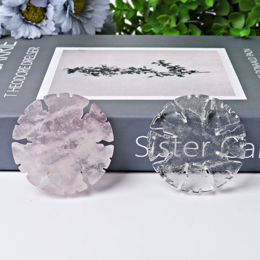 2" Rose Quartz Clear Quartz Snowflake Shape Crystal Carvings Crystal wholesale suppliers