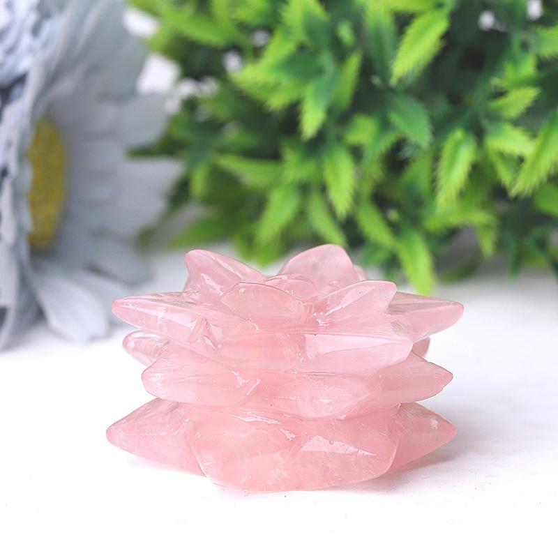 2" Rose Quartz Flower Crystal Carvings Crystal wholesale suppliers