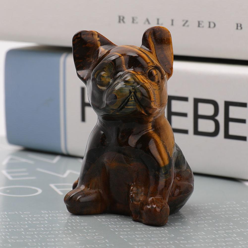 Tiger Eye Bull Dog Carvings