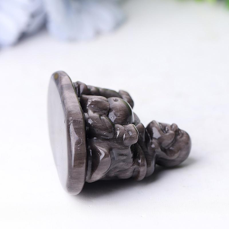 2.4" Silver Obsidian Buddha Crystal Carvings Crystal wholesale suppliers