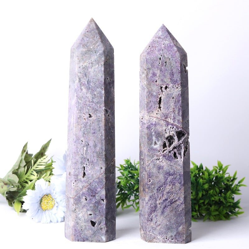 11-13" Unique Druzy Lepidolite Tower