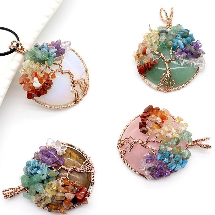 Tree of Life Pendant, Chakra Charm, Quartz Chips, Chakra Pendant Crystal wholesale suppliers