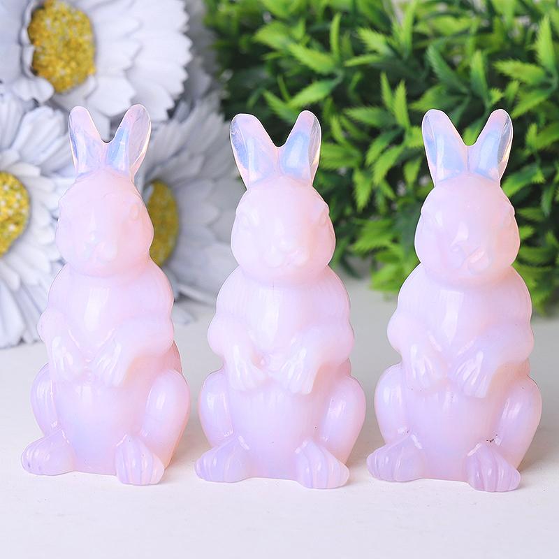 3.3" Pink Opalite Rabbit Crystal Carvings Crystal wholesale suppliers