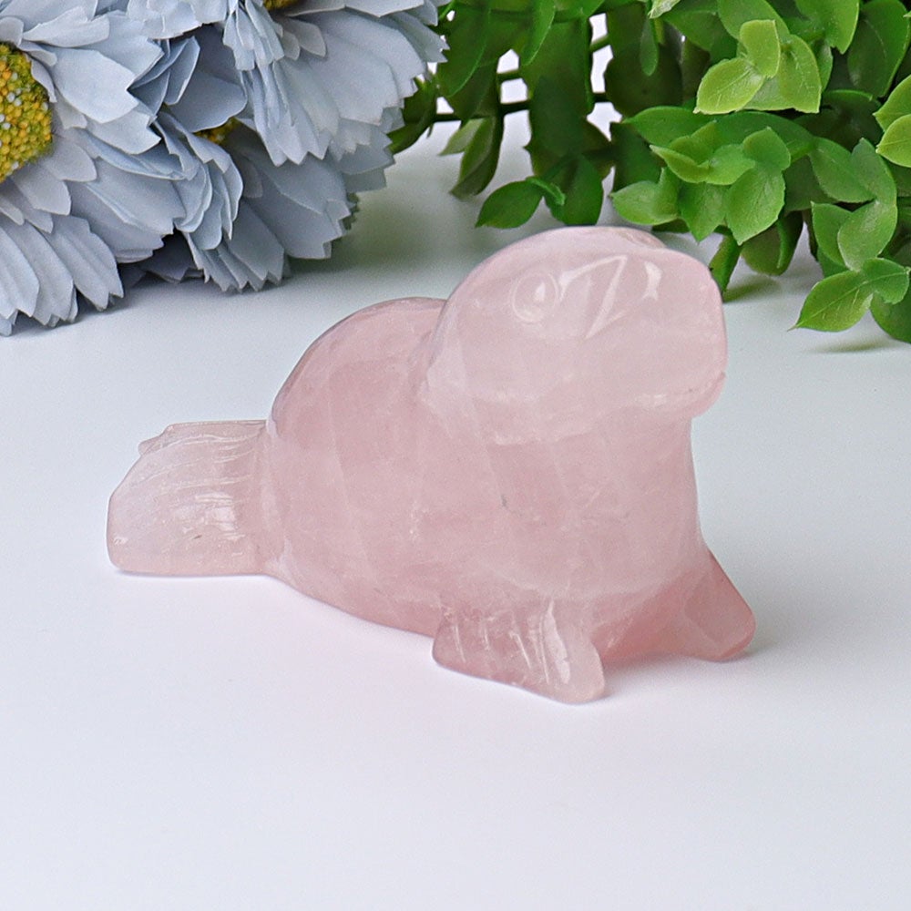 3.8" Rose Quartz Seal Crystal Carvings Crystal wholesale suppliers