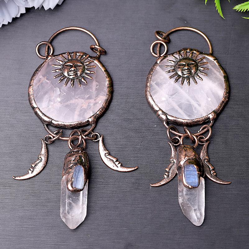 Rose Quartz with Clear Quartz Kyanite Pendant for Jewelry DIY Crystal wholesale suppliers