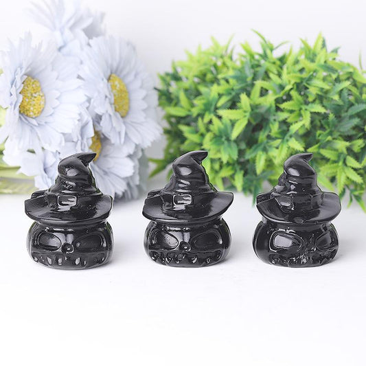 2.2" Black Obsidian Pumpkin Crystal Carvings for Halloween Crystal wholesale suppliers