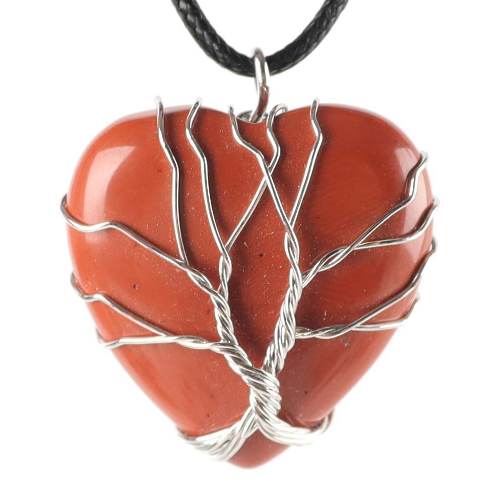 Silver Tree Of Life Wire Wrapped Heart Shape Stone Pendant Crystal wholesale suppliers