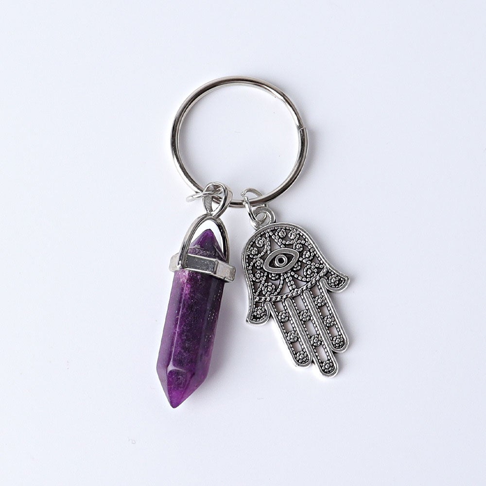 2.5“ Double Terminated Point with Devil's Eye Hand Key Chain for DIY Crystal wholesale suppliers