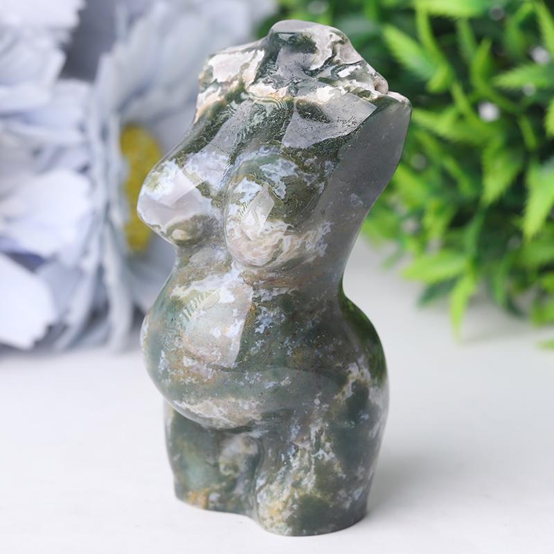 3" Moss Agate Pregnent Woman Body Crystal Carvings Crystal wholesale suppliers