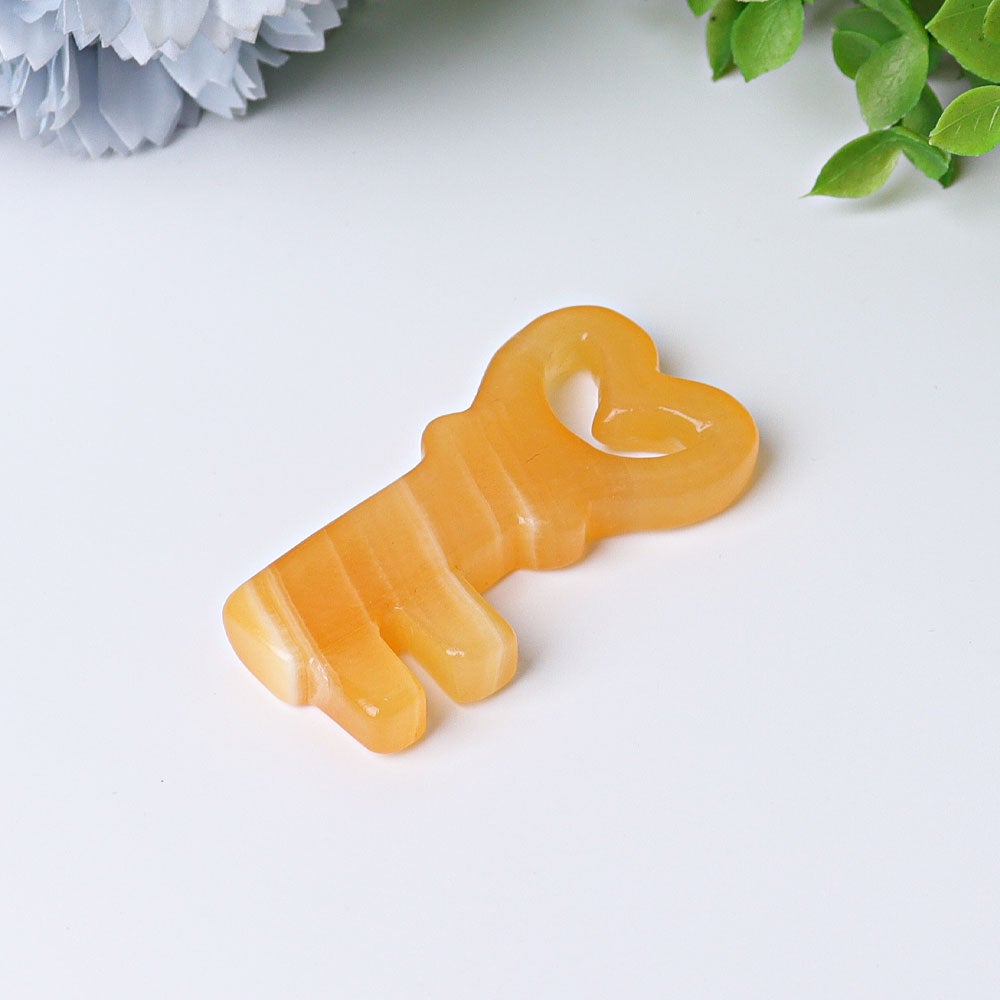 2.3" Orange Calcite Heart Key Crystal Carvings Crystal wholesale suppliers