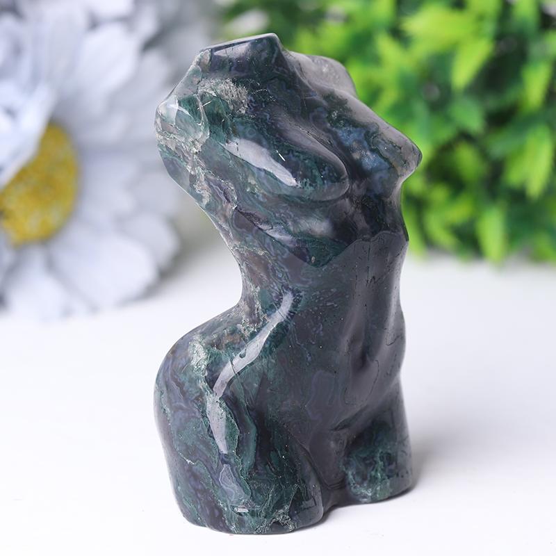 3“ Moss Agate Woman Model Body Crystal Carvings Crystal wholesale suppliers