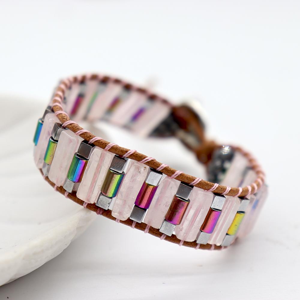 Natural Crystal Healing Bracelets Leather Wrap adjustable Bracelet Jewelry Crystal wholesale suppliers